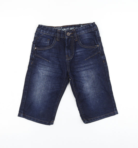Matalan Boys Blue Cotton Bermuda Shorts Size 7 Years Regular Zip