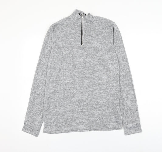 BoohooMAN Mens Grey Polyester Pullover Sweatshirt Size S