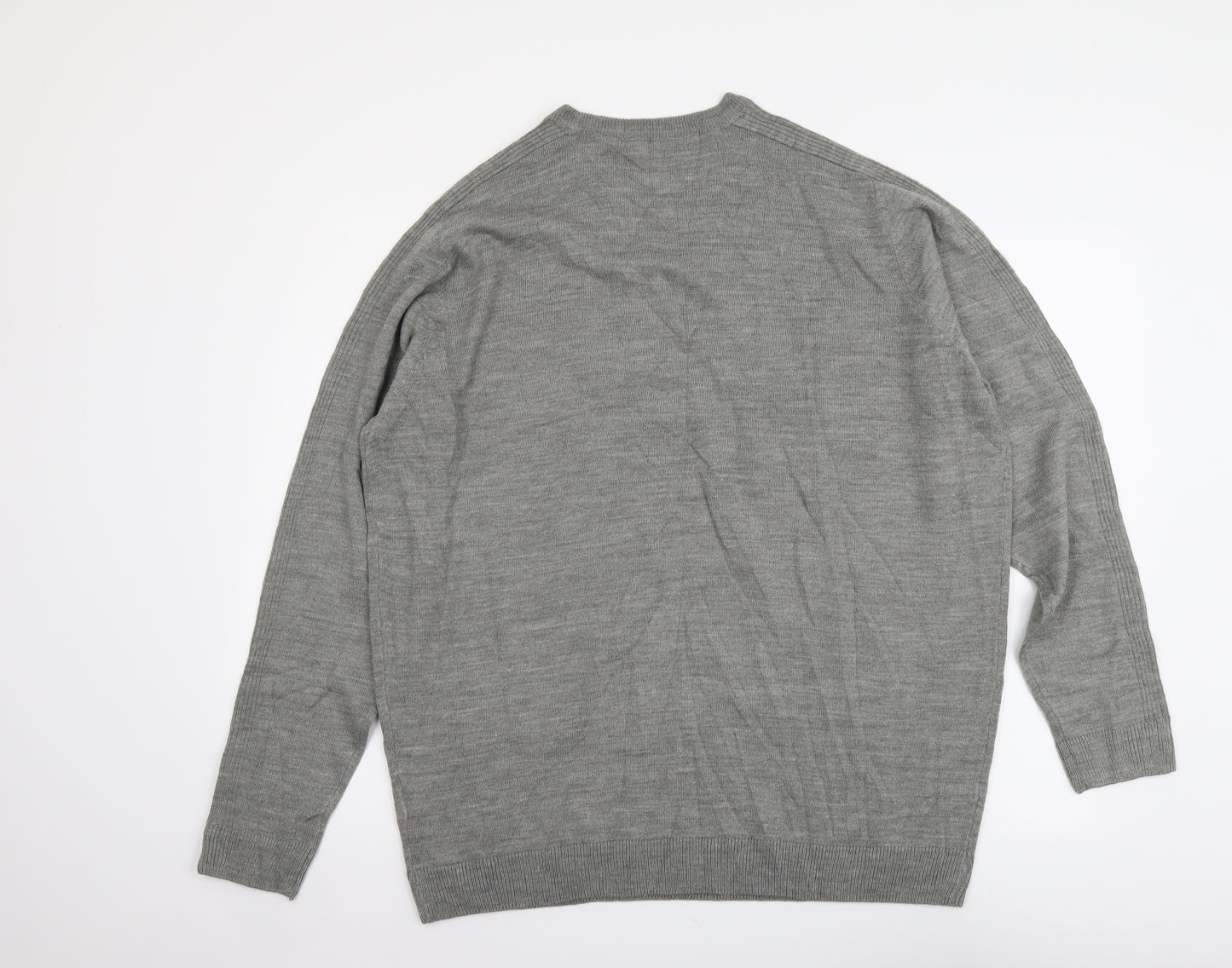 Kensington Mens Grey Round Neck Acrylic Pullover Jumper Size 2XL