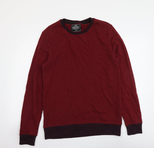 F&F Mens Red Cotton Pullover Sweatshirt Size S