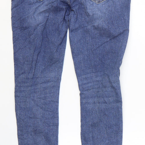 Marks and Spencer Girls Blue Cotton Skinny Jeans Size 13-14 Years Regular Zip
