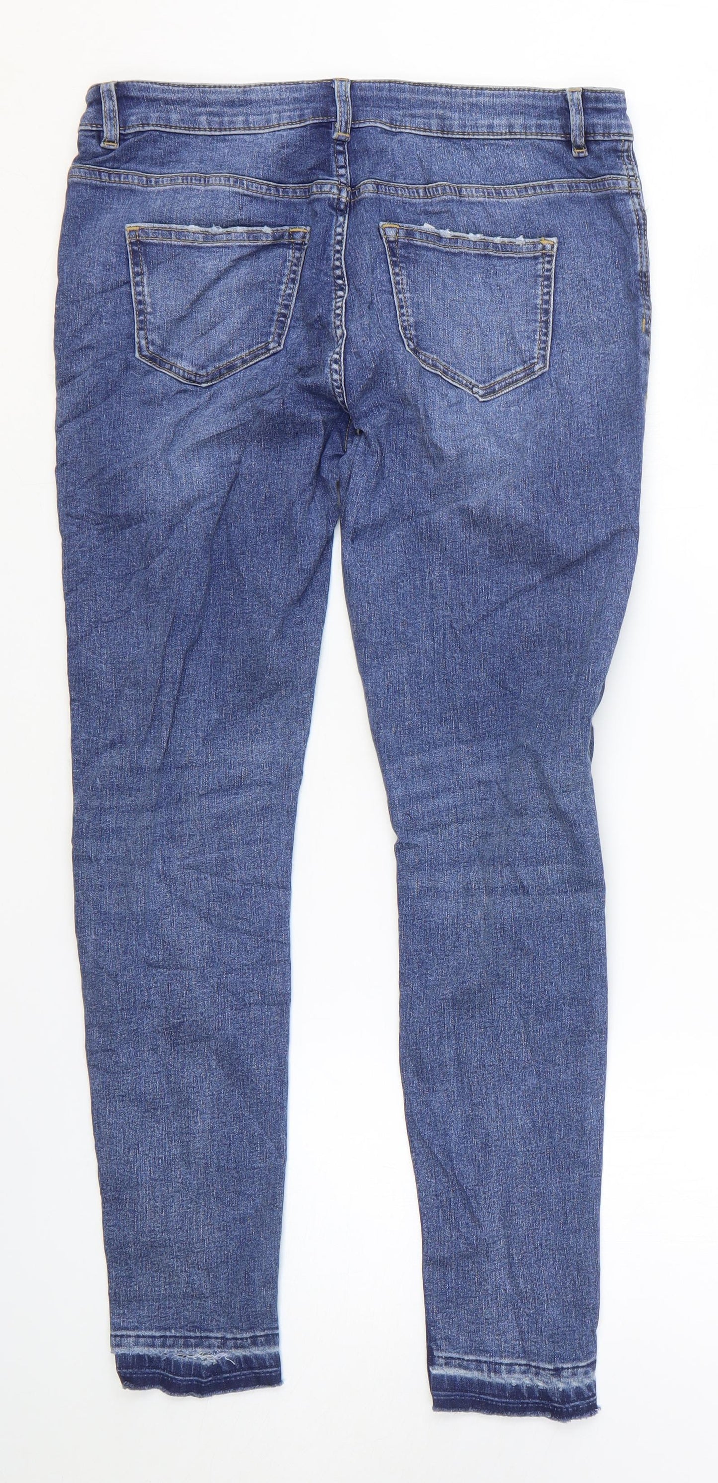 Marks and Spencer Girls Blue Cotton Skinny Jeans Size 13-14 Years Regular Zip
