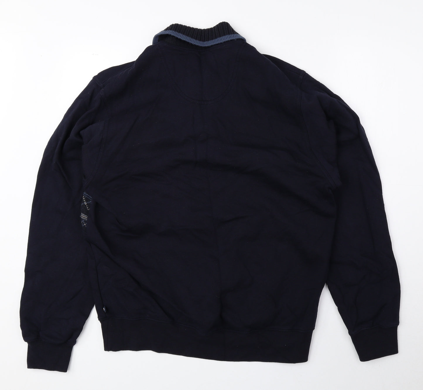 Blue Harbour Mens Blue Geometric Cotton Pullover Sweatshirt Size S