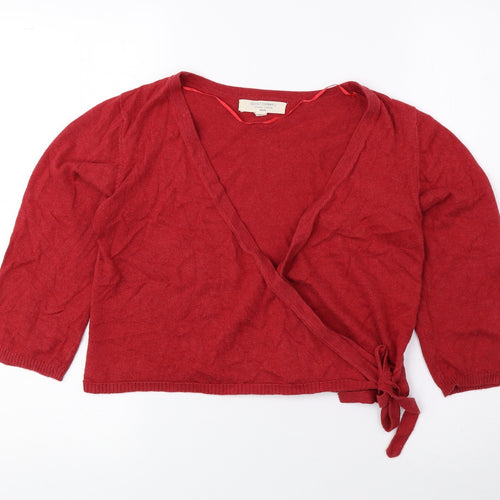 Seasalt Womens Red V-Neck Polyester Cardigan Jumper Size 6 - Cropped