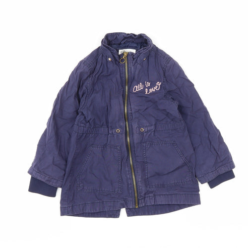 H&M Girls Blue Basic Coat Coat Size 3-4 Years Zip - All is Love