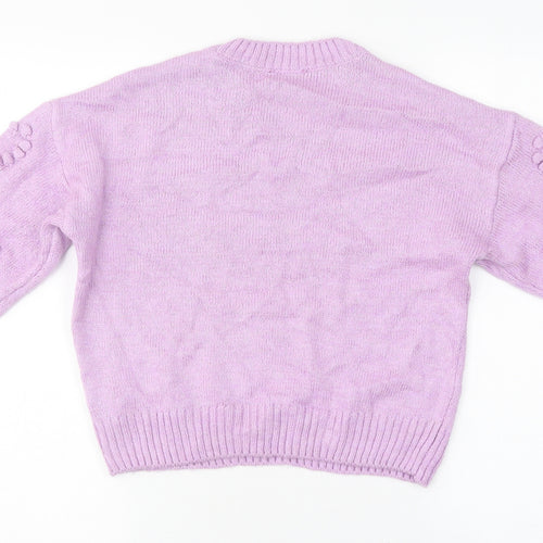 New Look Girls Purple Round Neck Polyester Pullover Jumper Size 12-13 Years Pullover