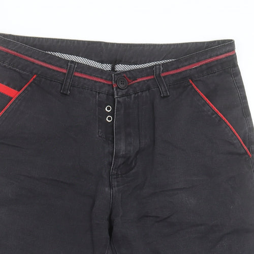 Motor Mens Black Cotton Bermuda Shorts Size 32 in L12 in Regular Button