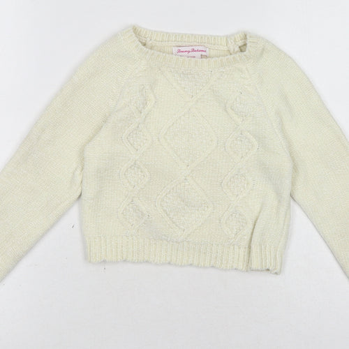 Tommy Bahama Girls White Crew Neck Polyester Pullover Jumper Size 5-6 Years Pullover