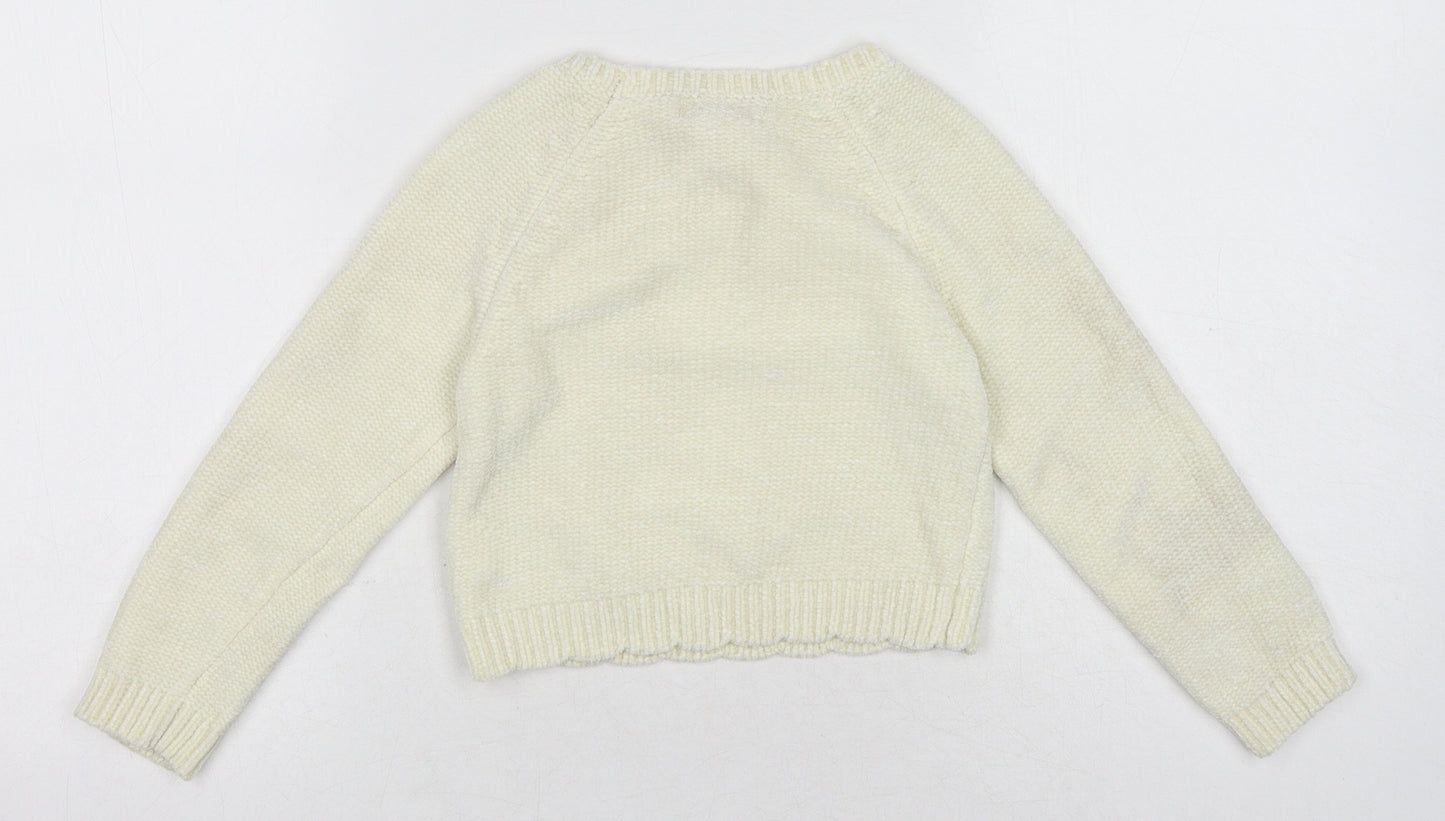 Tommy Bahama Girls White Crew Neck Polyester Pullover Jumper Size 5-6 Years Pullover