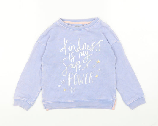 NEXT Girls Blue Cotton Pullover Sweatshirt Size 6 Years Pullover - Kindness Is My Super Power