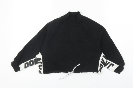 NEXT Girls Black Cotton Pullover Sweatshirt Size 6 Years Pullover - Cropped