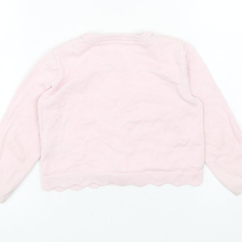 Matalan Girls Pink Round Neck Cotton Cardigan Jumper Size 2-3 Years Button