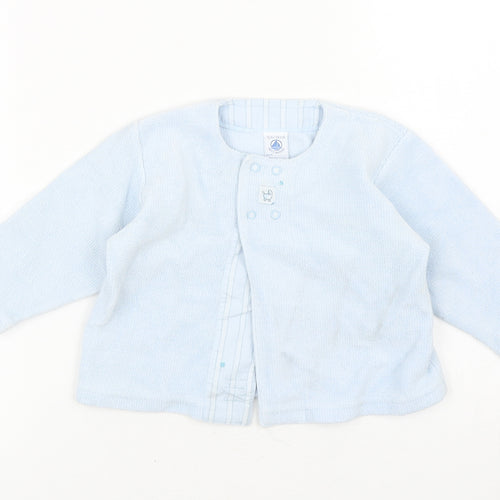 Petit Bateau Baby Blue Cotton Cardigan Jumper Size 12-18 Months Snap