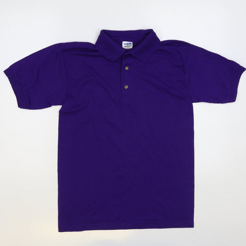 Gildan Mens Purple Cotton Polo Size S Collared Button
