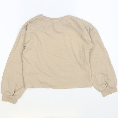 Matalan Girls Beige Cotton Pullover Sweatshirt Size 10 Years Pullover - Unique