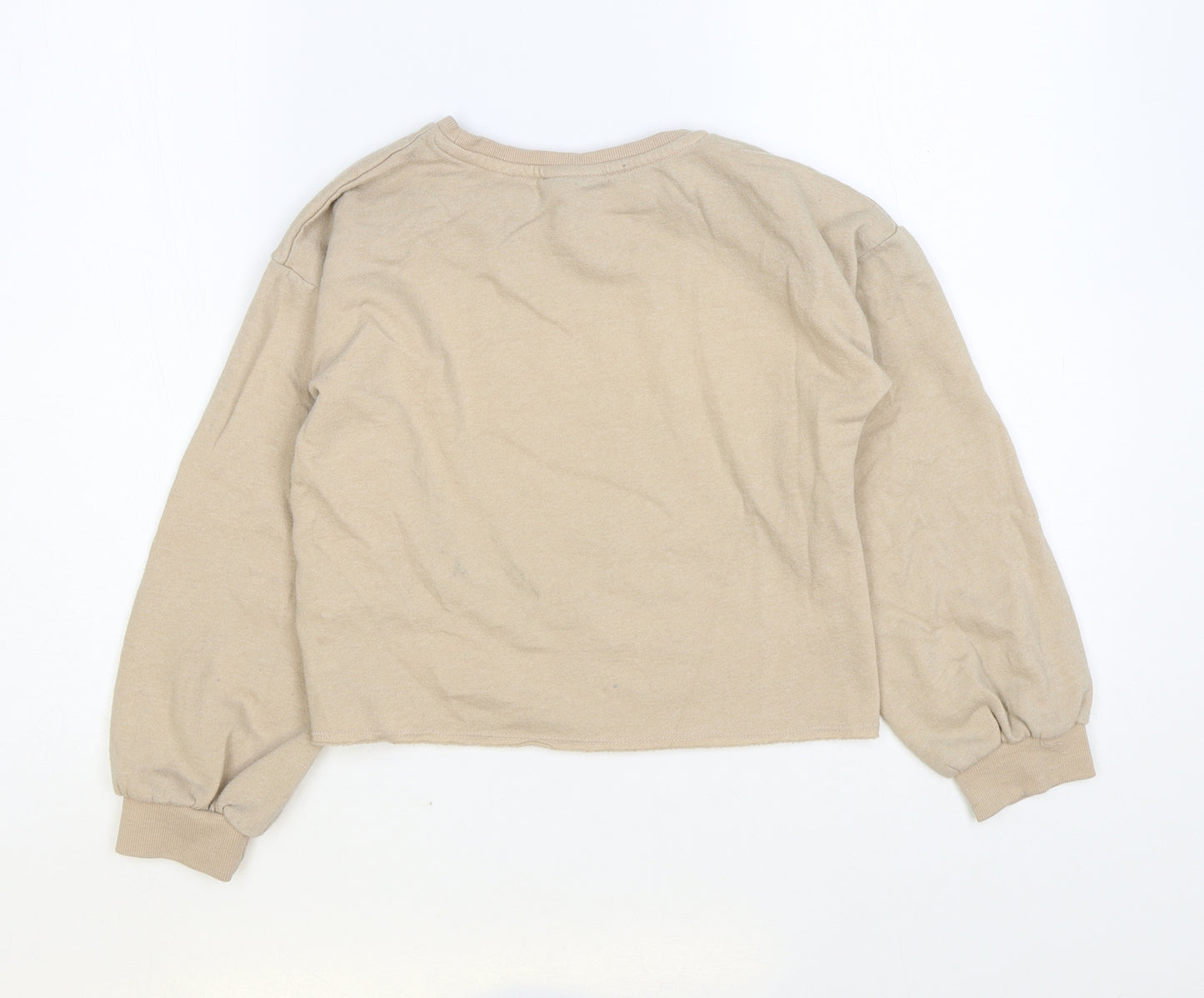 Matalan Girls Beige Cotton Pullover Sweatshirt Size 10 Years Pullover - Unique