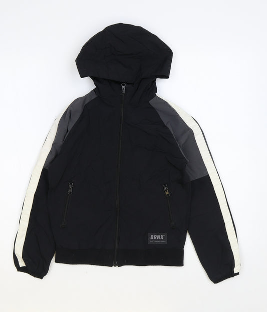 Primark Boys Black Rain Coat Coat Size 7-8 Years Zip
