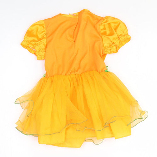 HallowScream Girls Orange Polyester Tutu Dress Size 3-4 Years Round Neck Hook & Loop - Halloween