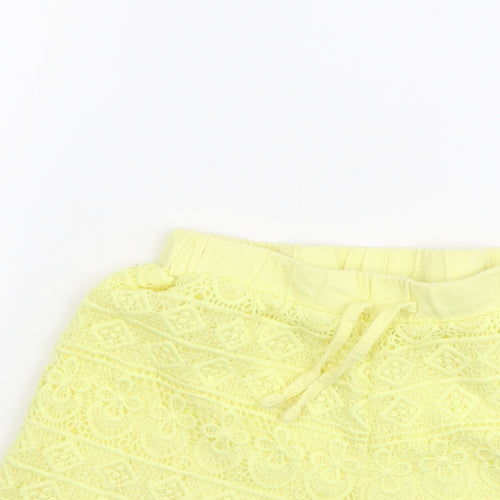 Primark Girls Yellow Cotton Cut-Off Shorts Size 12-13 Years Regular Drawstring
