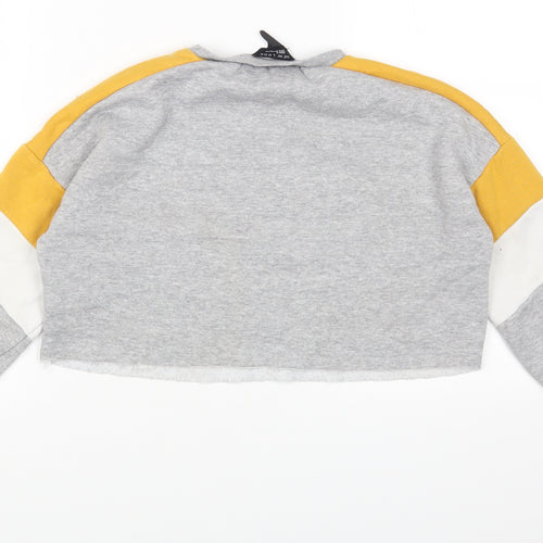 New Look Girls Grey Round Neck Colourblock Cotton Pullover Jumper Size 10-11 Years Pullover - So Anyway...