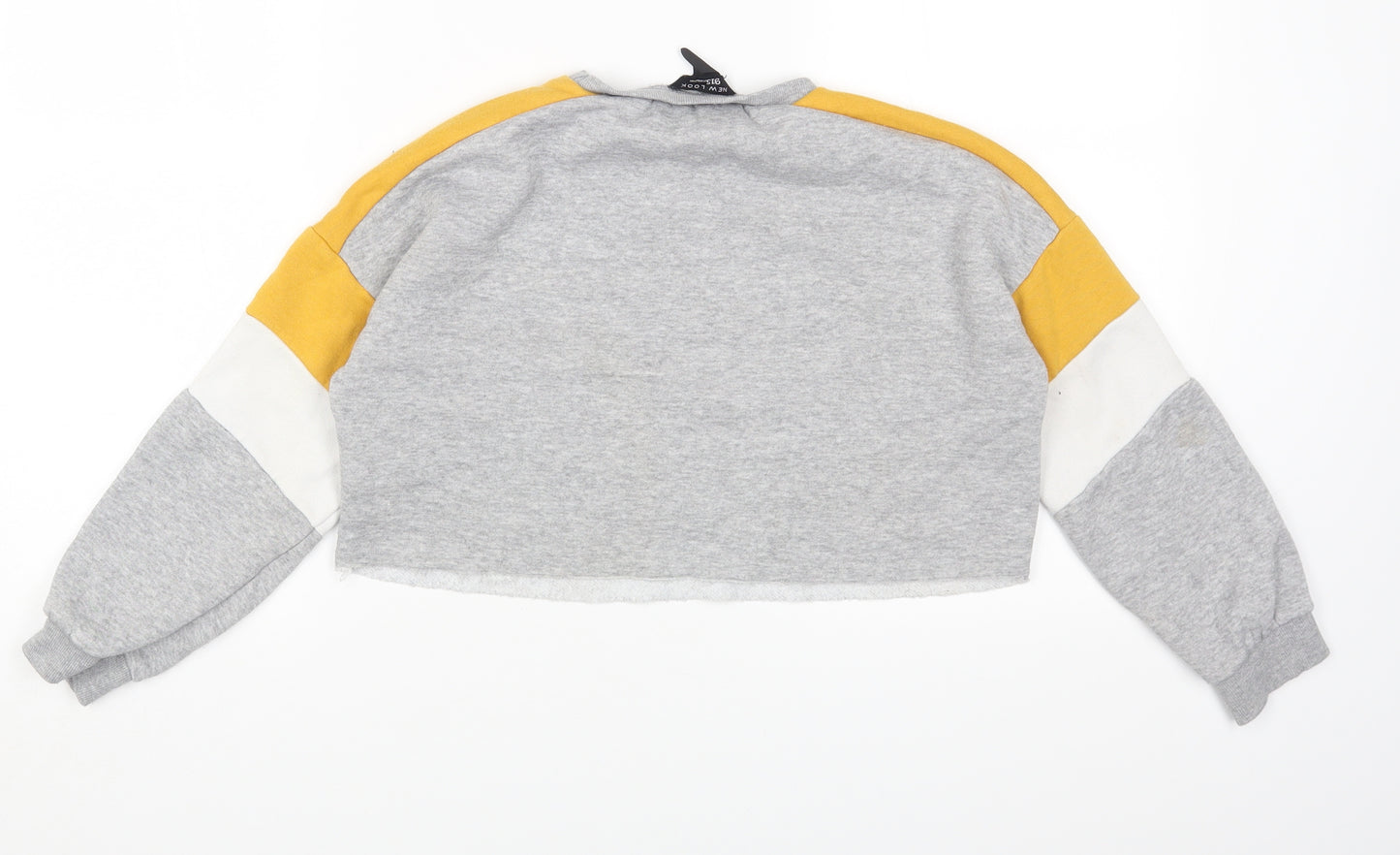 New Look Girls Grey Round Neck Colourblock Cotton Pullover Jumper Size 10-11 Years Pullover - So Anyway...