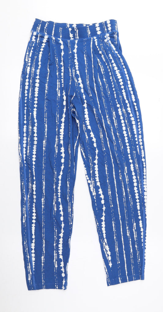 Marks and Spencer Womens Blue Geometric Viscose Pedal Pusher Leggings Size 6 L24.5 in - Tie Dye