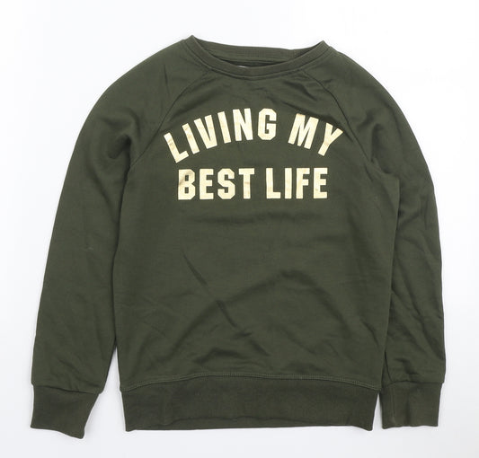 Primark Girls Green Polyester Pullover Sweatshirt Size 9-10 Years Pullover - Living My Best Life