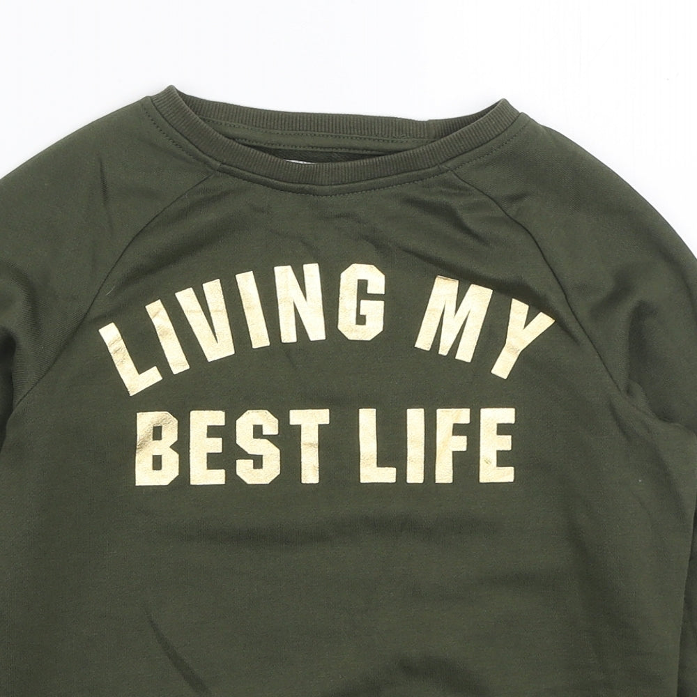 Primark Girls Green Polyester Pullover Sweatshirt Size 9-10 Years Pullover - Living My Best Life