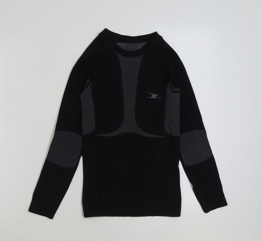 Slazenger Womens Black Colourblock Polyamide Basic T-Shirt Size S Round Neck Pullover