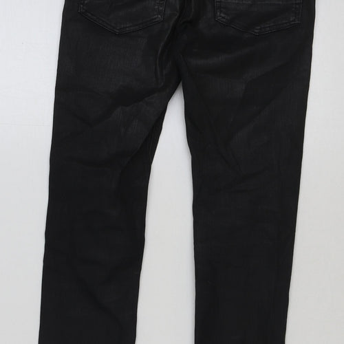 River Island Boys Black Cotton Skinny Jeans Size 12 Years Regular Button