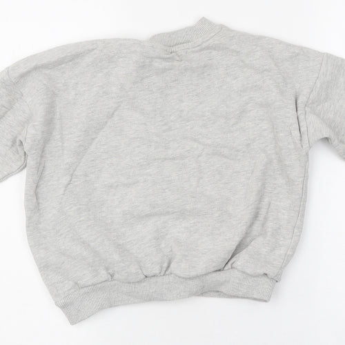 NEXT Girls Grey Round Neck Polyester Pullover Jumper Size 5-6 Years Pullover