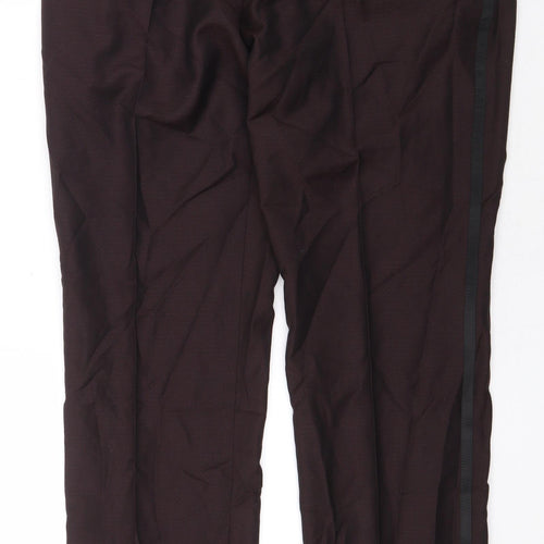 NEXT Mens Purple Wool Dress Pants Trousers Size 34 L30 in Regular Zip