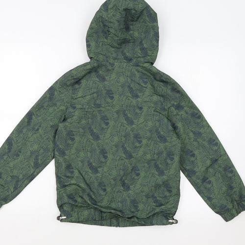 TU Boys Green Floral Rain Coat Coat Size 10 Years Zip - Elasticated