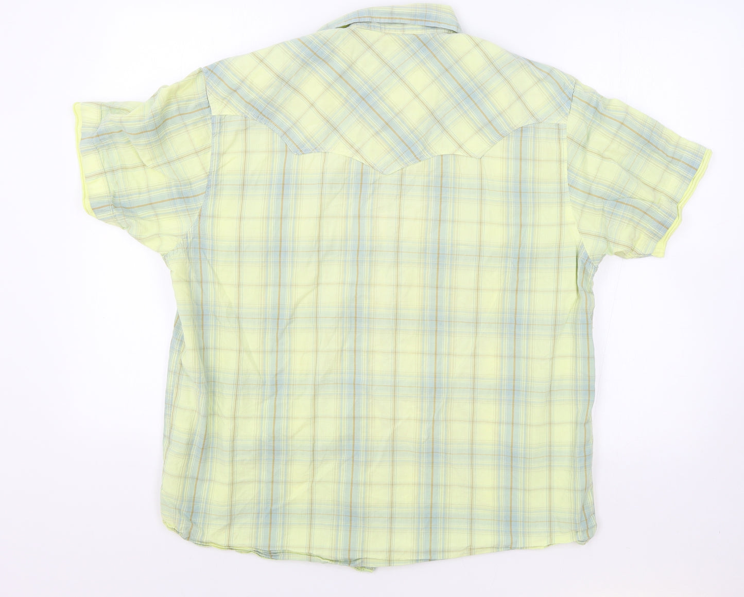Peter Werth Womens Yellow Plaid 100% Cotton Basic Button-Up Size S Collared
