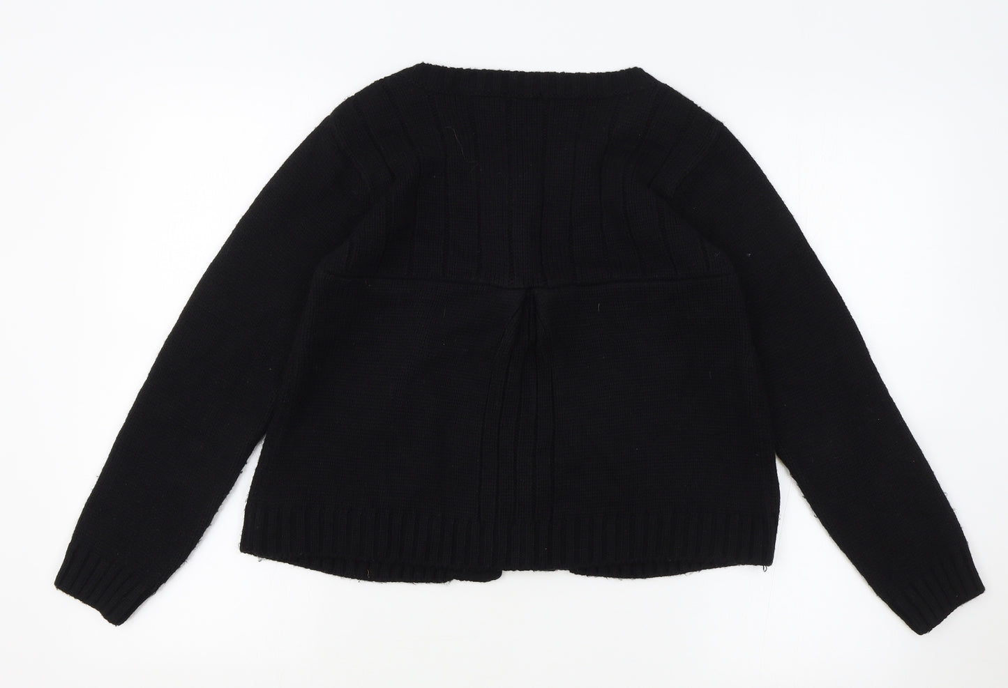 Marks and Spencer Girls Black Round Neck Acrylic Cardigan Jumper Size 14 Years Button