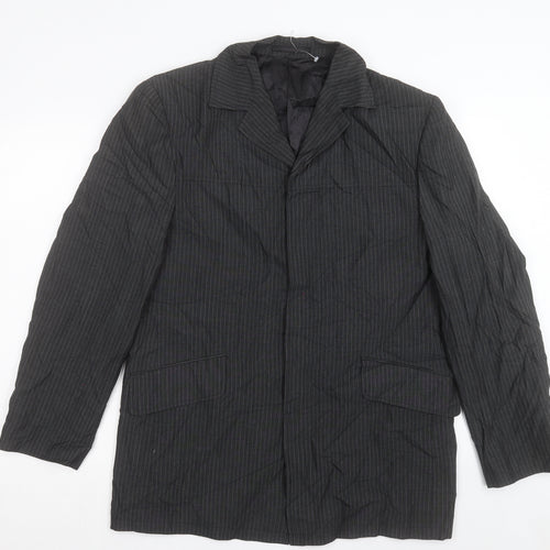 Kit Mens Grey Striped Jacket Blazer Size 40 Button
