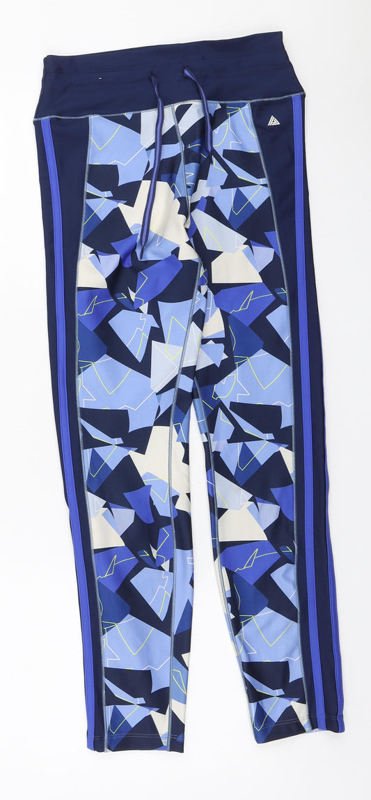 NEXT Womens Blue Geometric Polyester Compression Leggings Size 10 L25 in Regular Drawstring