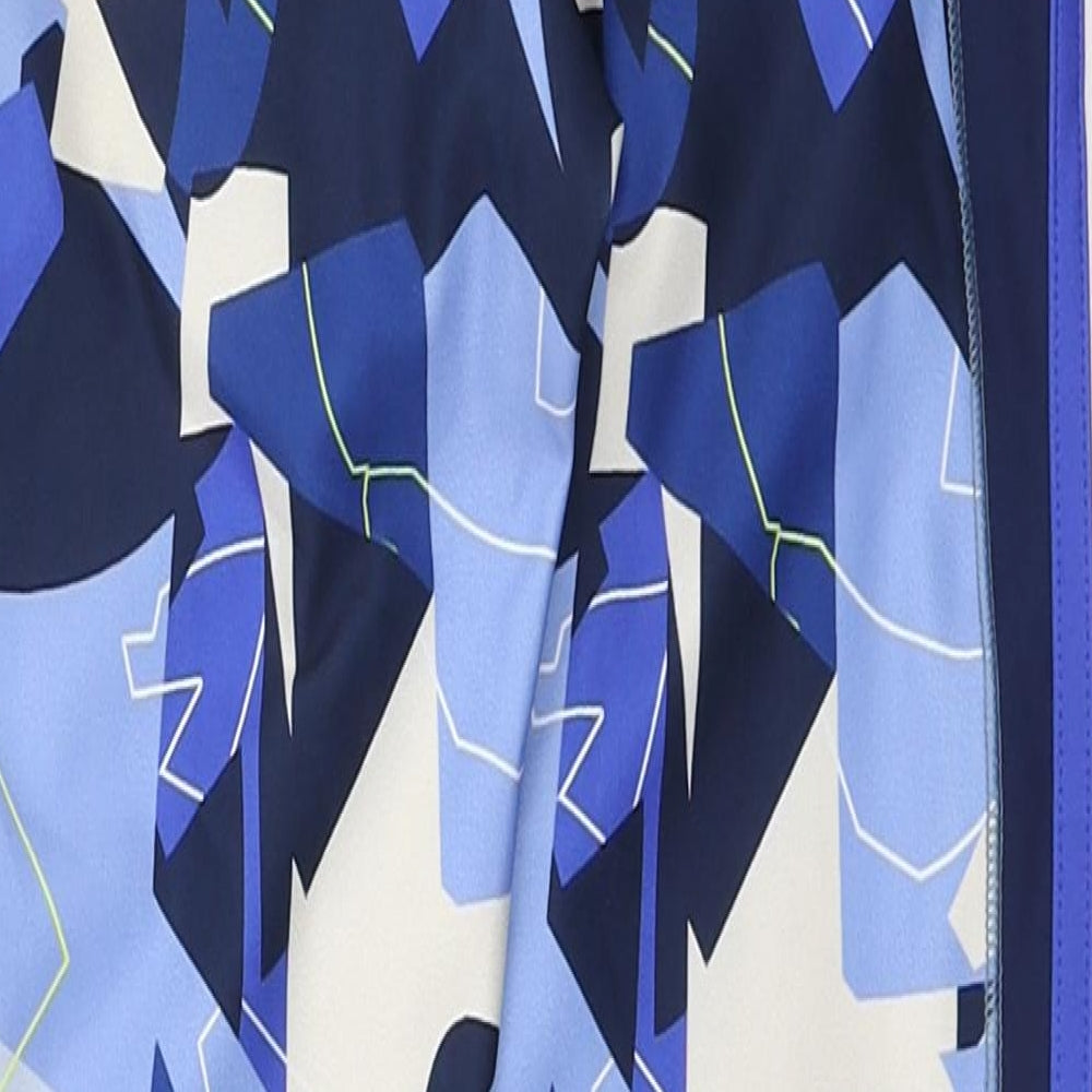 NEXT Womens Blue Geometric Polyester Compression Leggings Size 10 L25 in Regular Drawstring