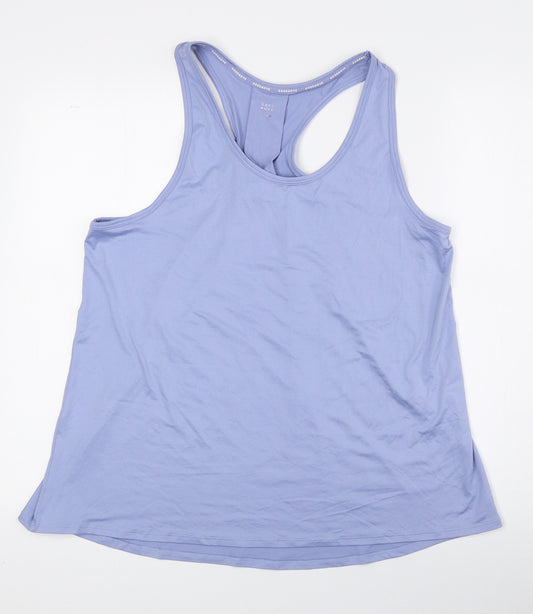 Marks and Spencer Womens Blue Polyester Basic Tank Size 12 Scoop Neck Pullover