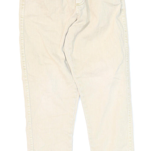 Zara Girls Ivory Cotton Straight Jeans Size 8 Years Regular Zip