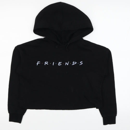 New Look Girls Black Cotton Pullover Hoodie Size 10-11 Years Pullover - Friends