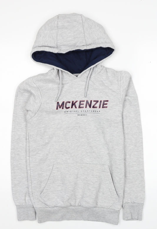 McKenzie Mens Grey Cotton Pullover Hoodie Size XS