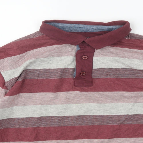 Samuel Windsor Mens Multicoloured Striped Polyester Polo Size M Collared Button