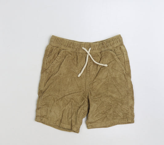 Marks and Spencer Boys Beige Cotton Sweat Shorts Size 9-10 Years Regular Drawstring