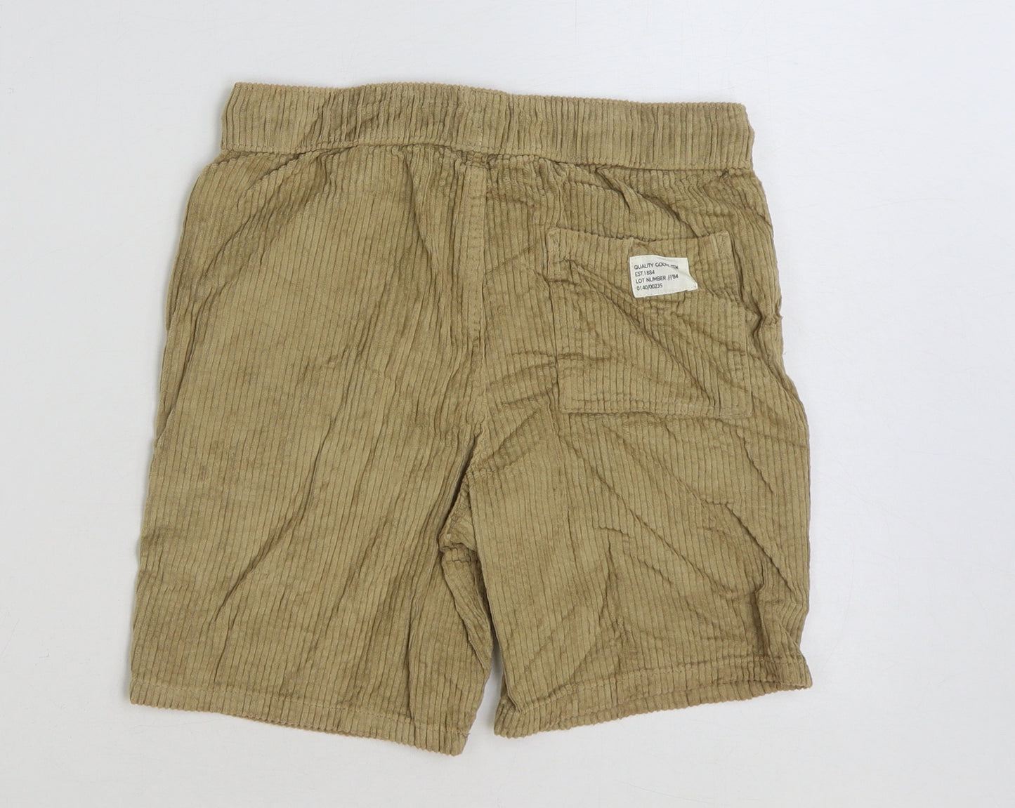 Marks and Spencer Boys Beige Cotton Sweat Shorts Size 9-10 Years Regular Drawstring