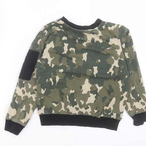 Nutmeg Boys Green Camouflage Cotton Pullover Sweatshirt Size 7-8 Years Pullover
