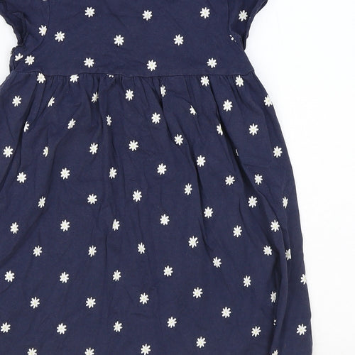 Primark Girls Blue Polka Dot Polyester Skater Dress Size 3-4 Years Round Neck Pullover - Daisy