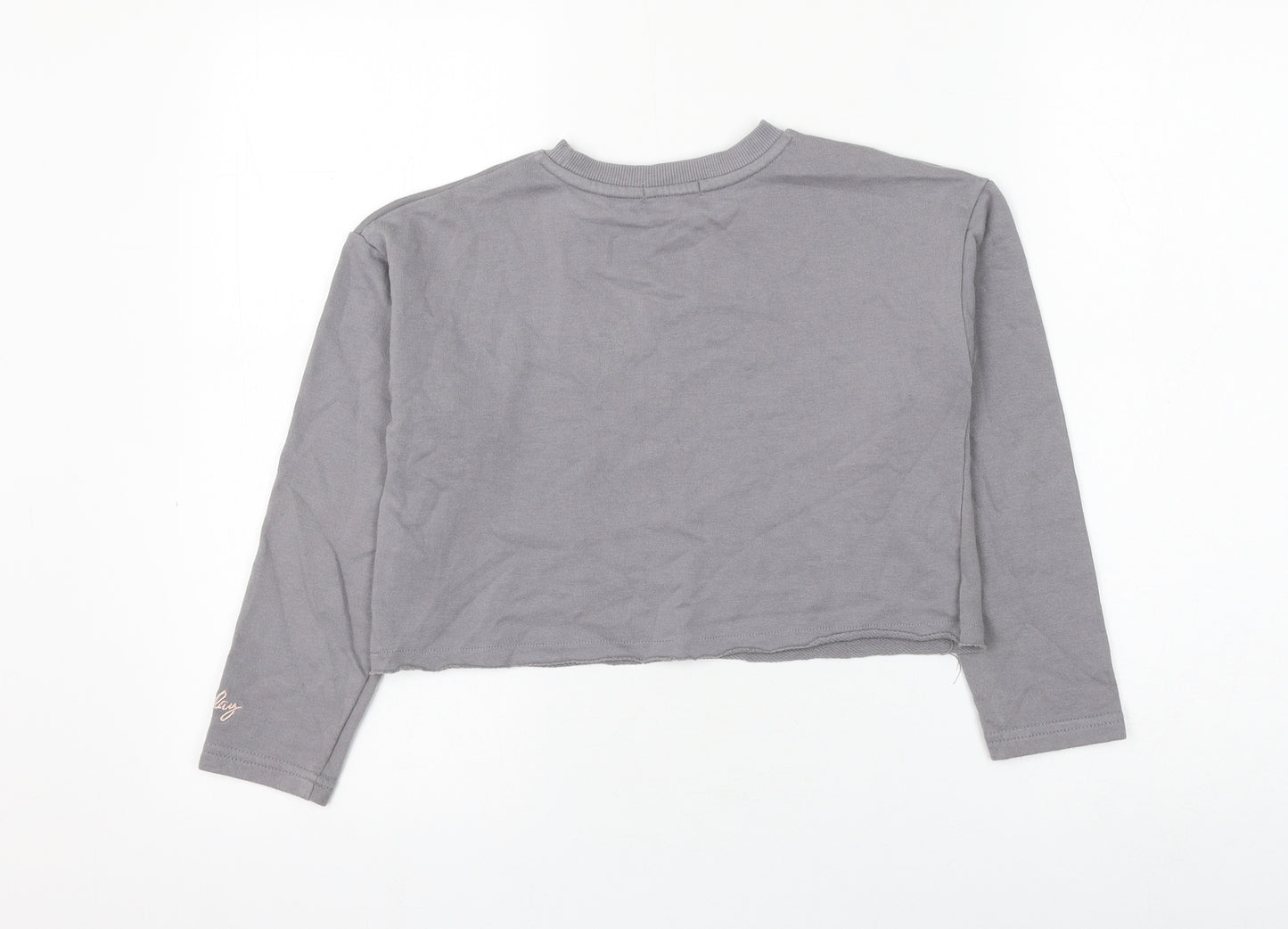 Primark Girls Grey Cotton Pullover Sweatshirt Size 8-9 Years Pullover - Smile