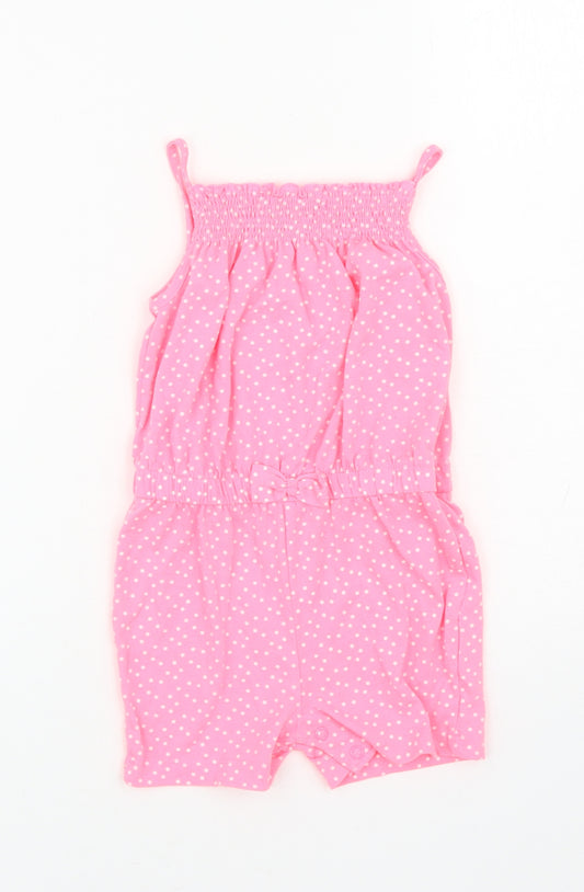 Primark Girls Pink Spotted 100% Polyester Romper One-Piece Size 18-24 Months Snap