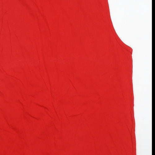 Slazenger Mens Red Cotton Basic Tank Size XL Round Neck Pullover